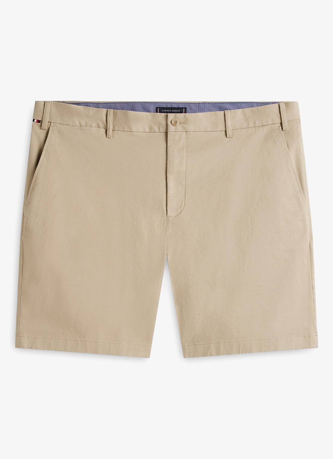 Tommy Hilfiger Straight fit korte chino in katoenblend - voorkant beige