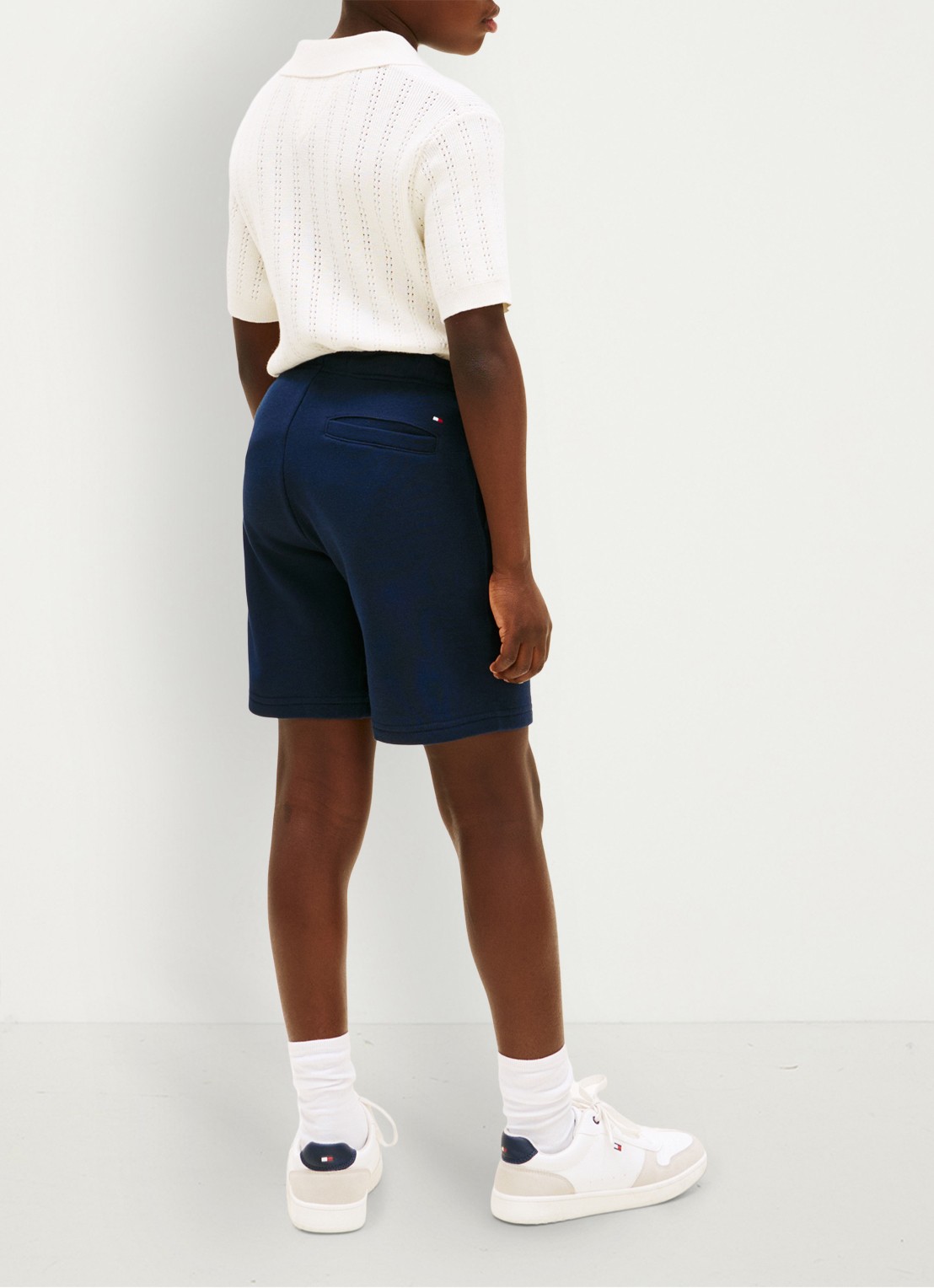 Tommy Hilfiger Straight fit korte joggingbroek met steekzakken - achterkant 3 donkerblauw