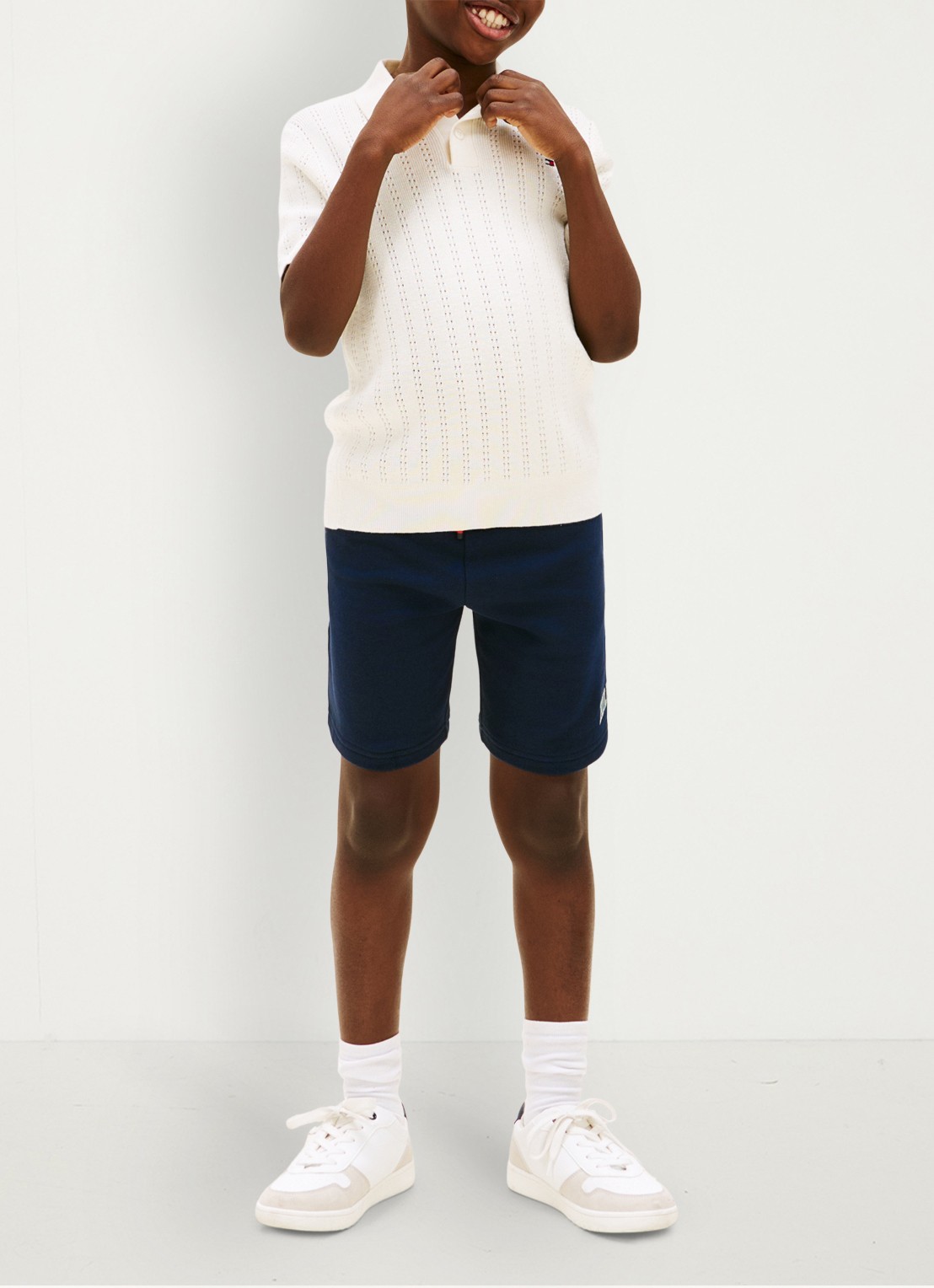 Tommy Hilfiger Straight fit korte joggingbroek met steekzakken - voorkant 5 donkerblauw