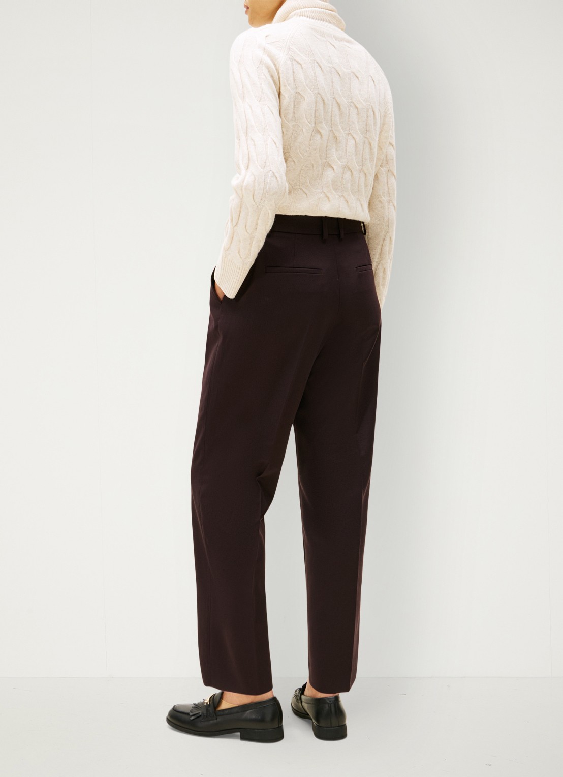 Tommy Hilfiger Straight fit pantalon met paspelzakken - achterkant 4 aubergine