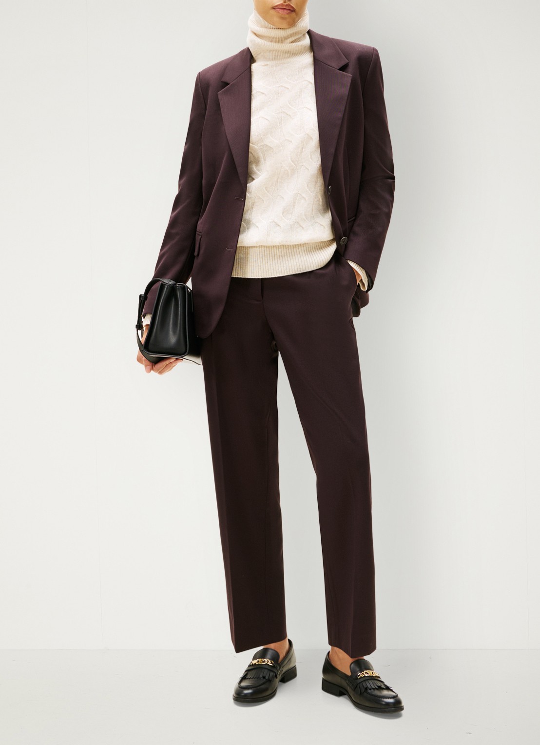 Tommy Hilfiger Straight fit pantalon met paspelzakken - voorkant 2 aubergine
