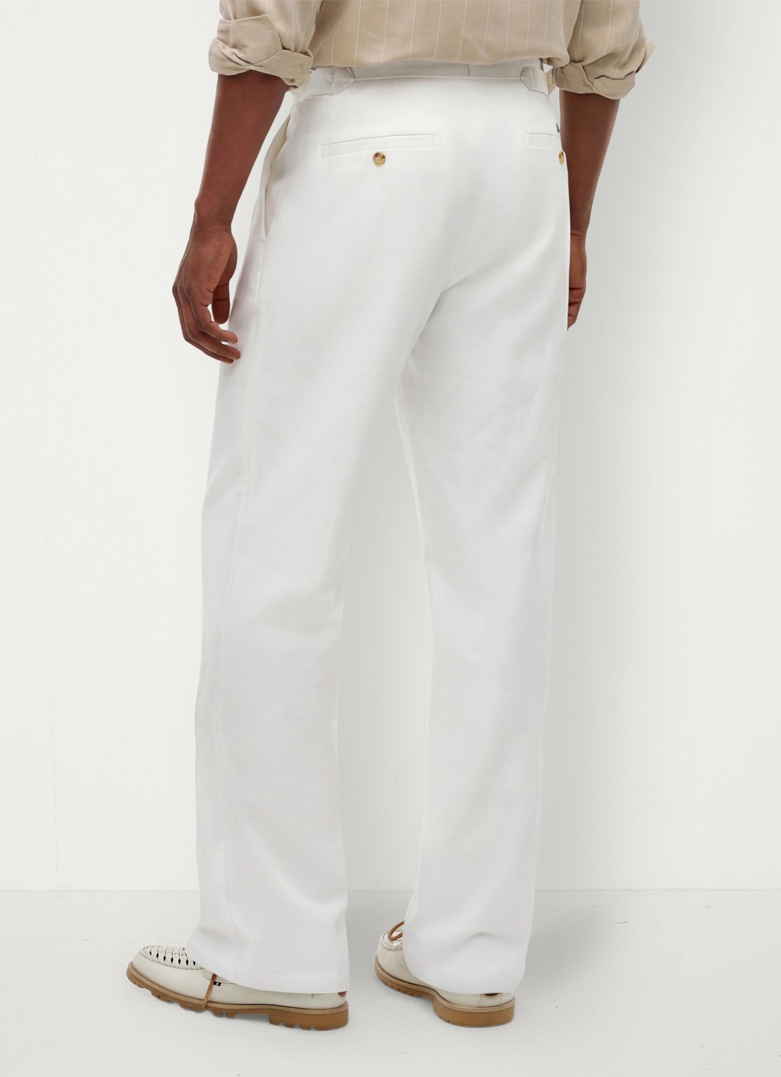 Tommy Hilfiger Straight fit pantalon met steekzakken - achterkant 6 ivoor