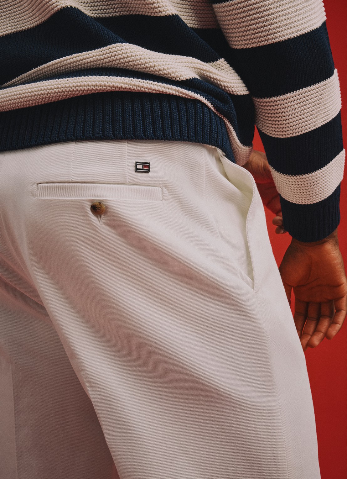 Tommy Hilfiger Straight fit pantalon met steekzakken - detail 4 ivoor