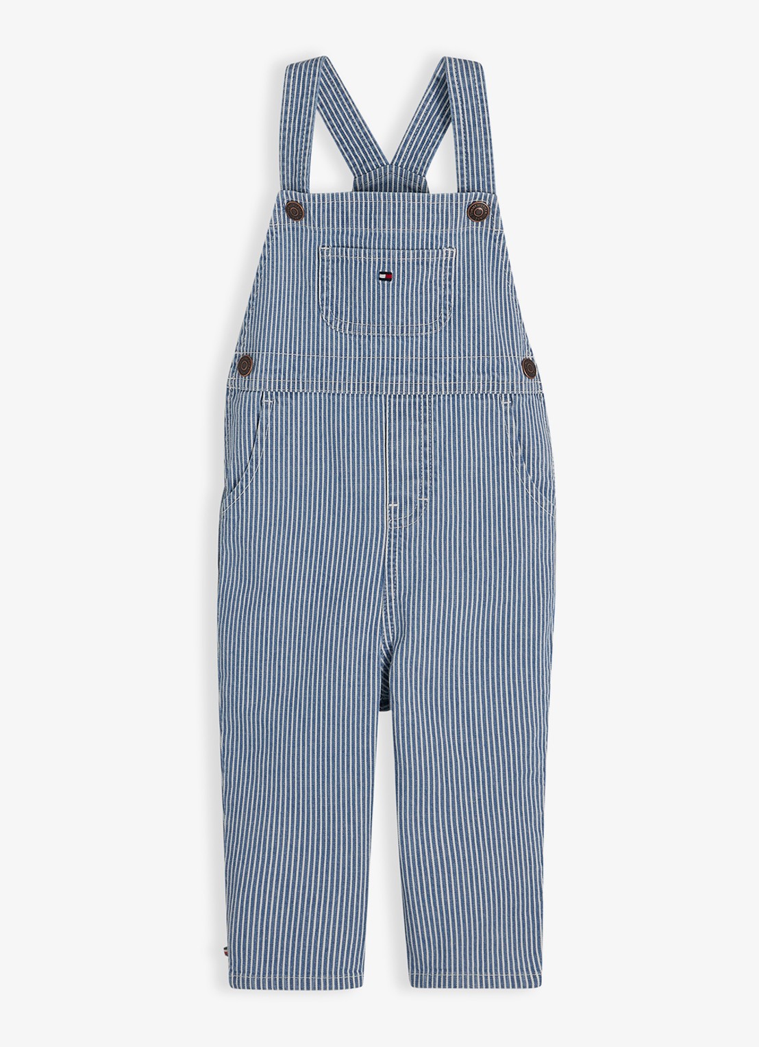 Tommy Hilfiger Straight fit tuinbroek met streepprint - voorkant 2 lichtblauw