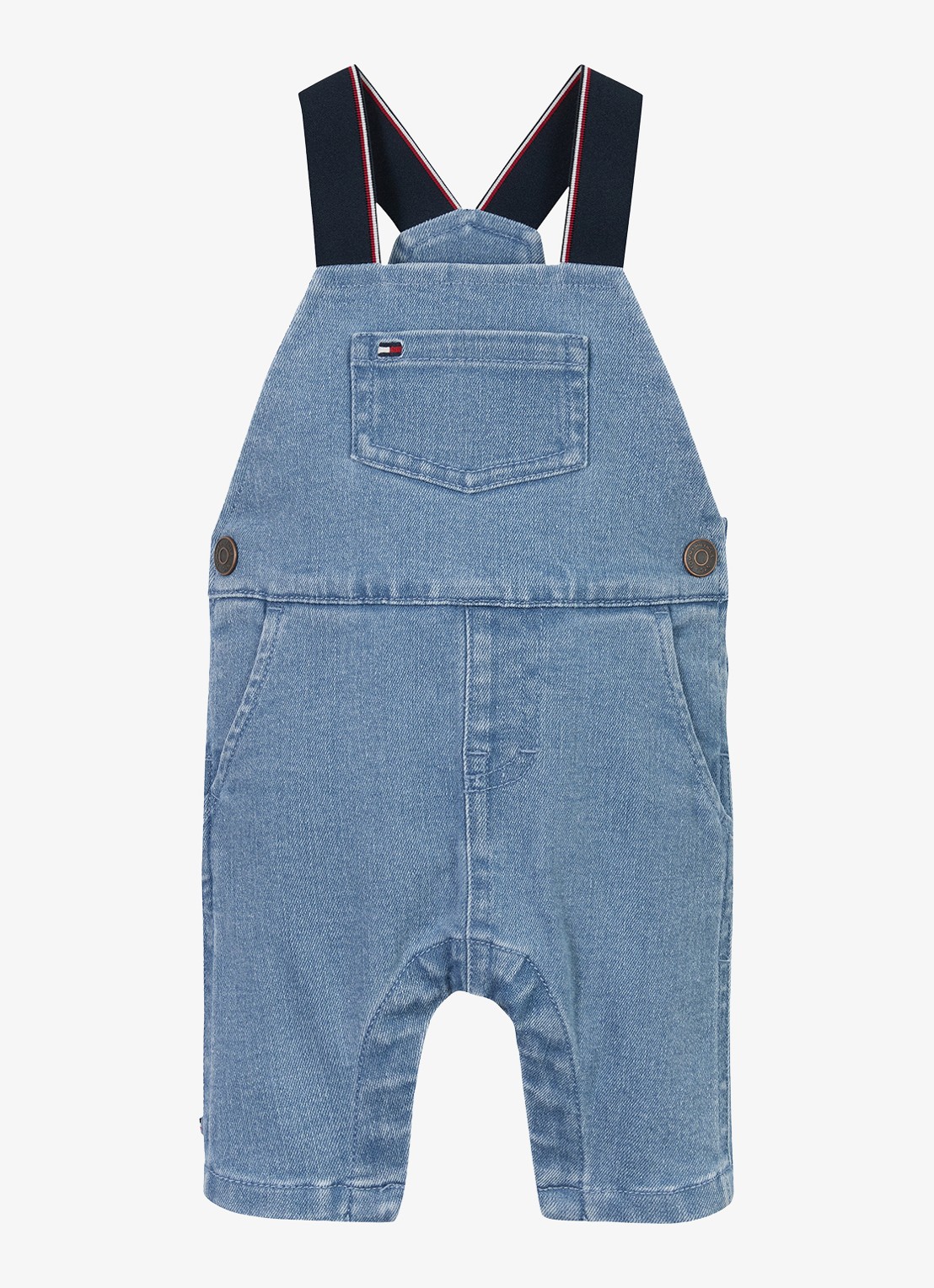 Tommy Hilfiger Straight fit tuinbroek van denim met steekzakken - voorkant indigo