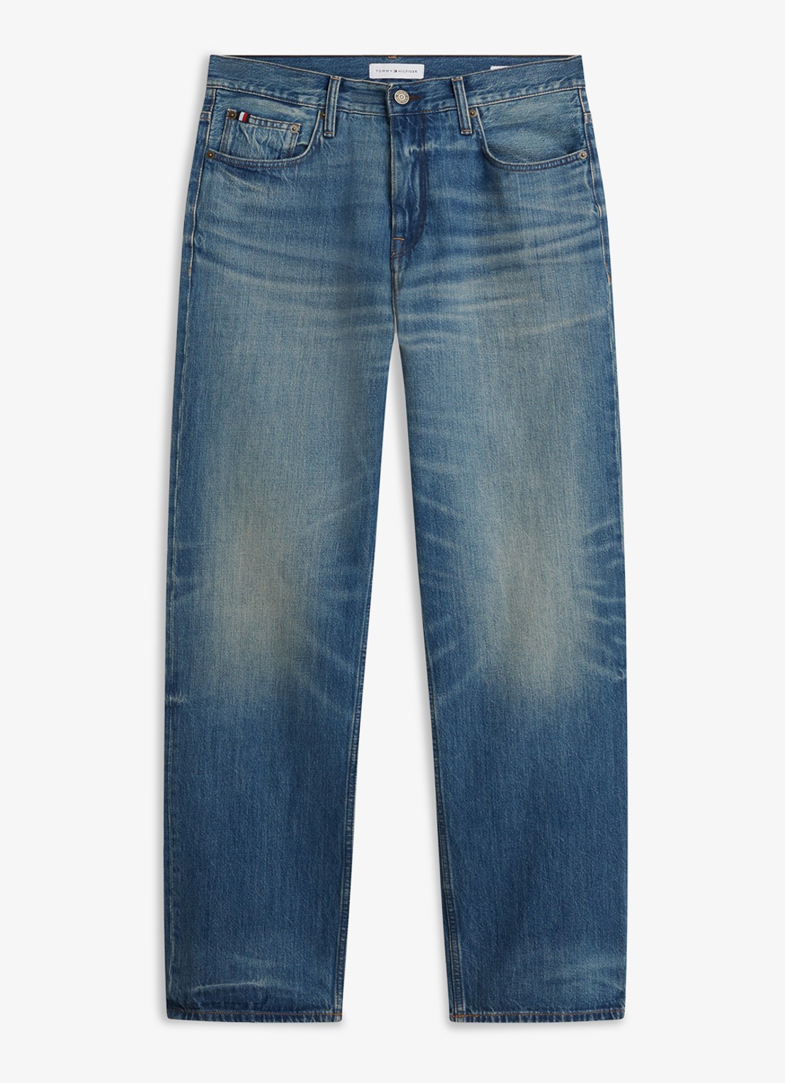 Tommy Hilfiger Straight leg jeans met steekzakken - voorkant indigo