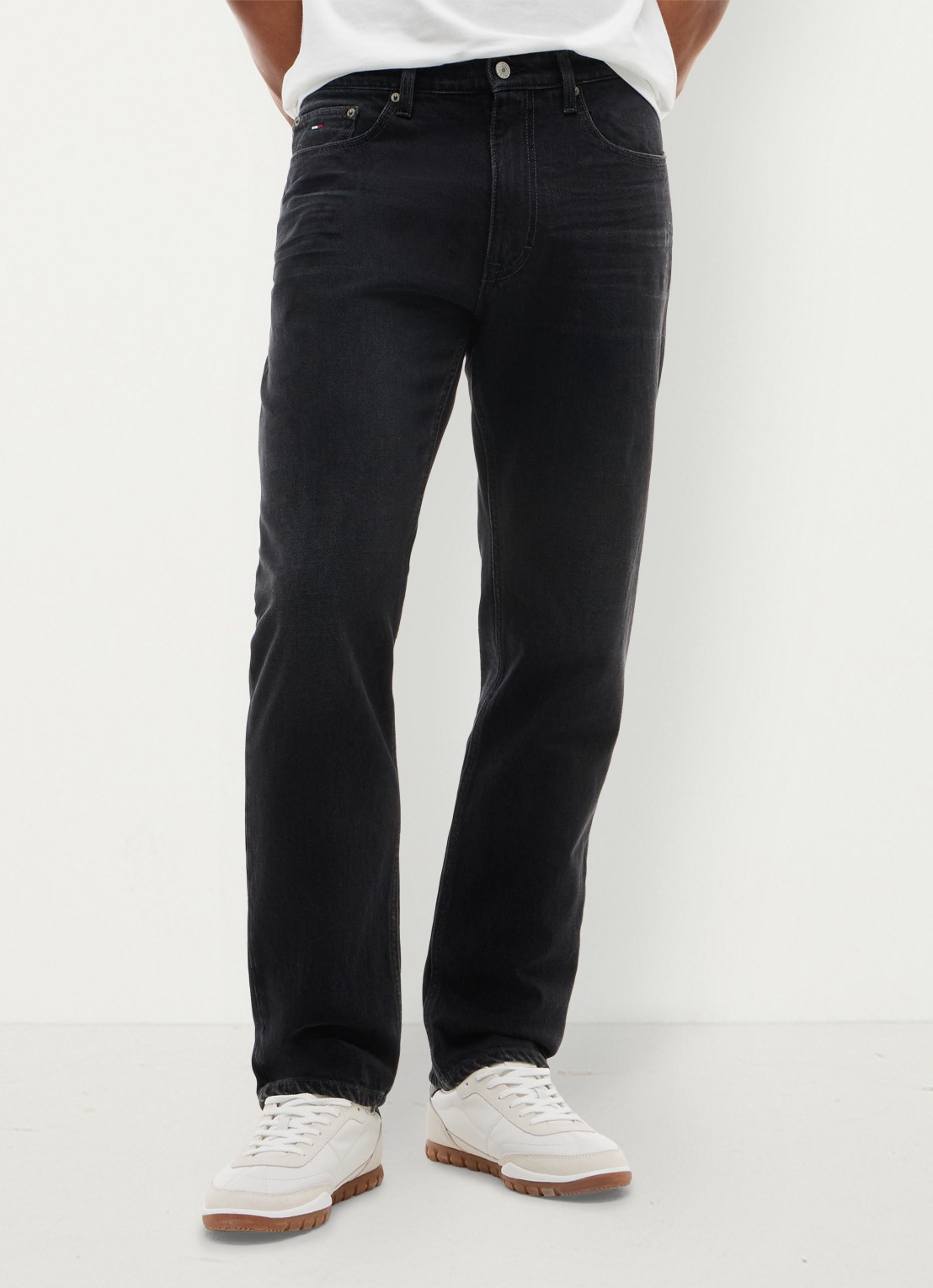 Tommy Hilfiger Straight leg jeans met steekzakken - detail zwart
