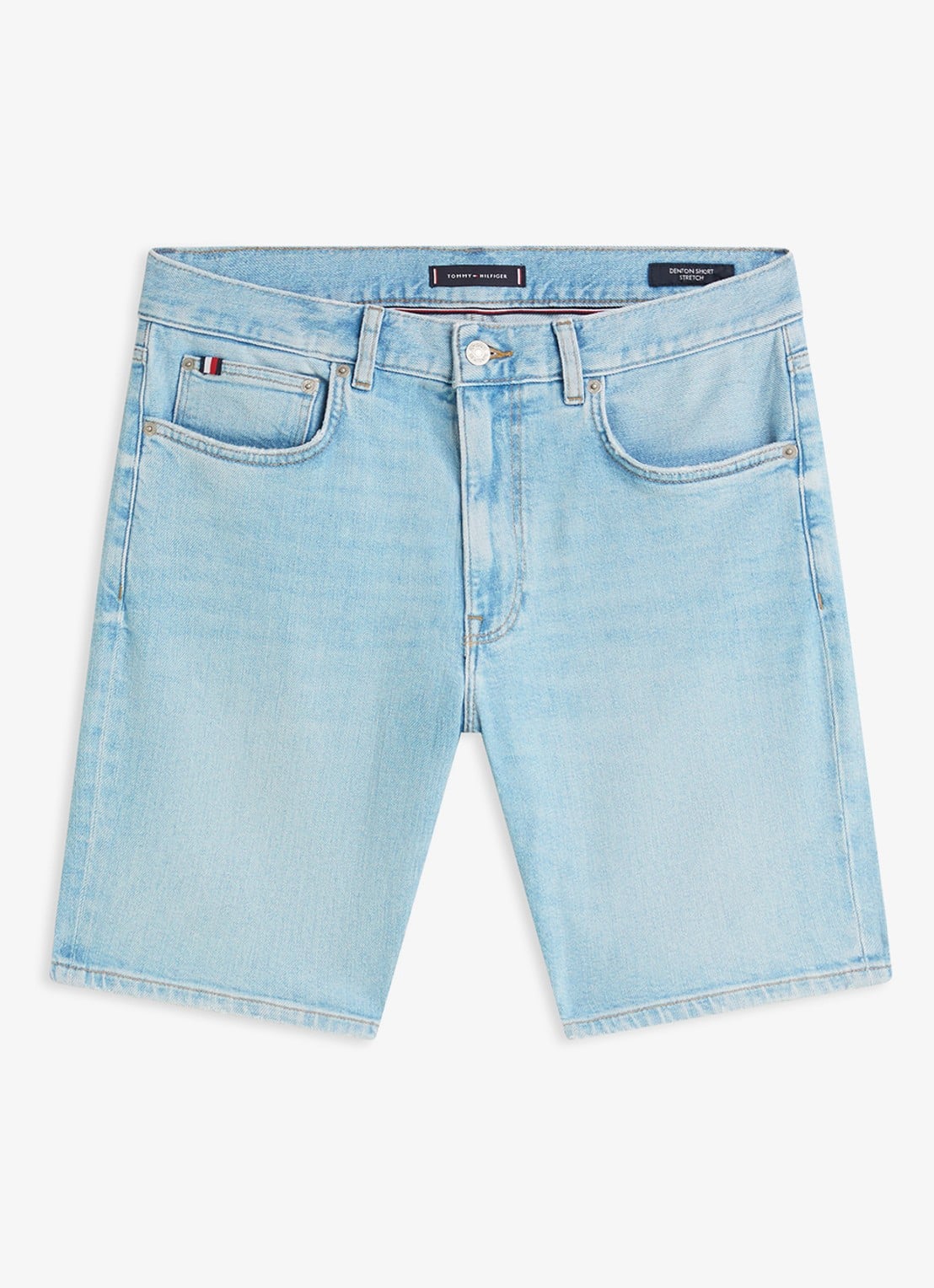 Tommy Hilfiger Straight leg korte broek van denim - voorkant lichtblauw