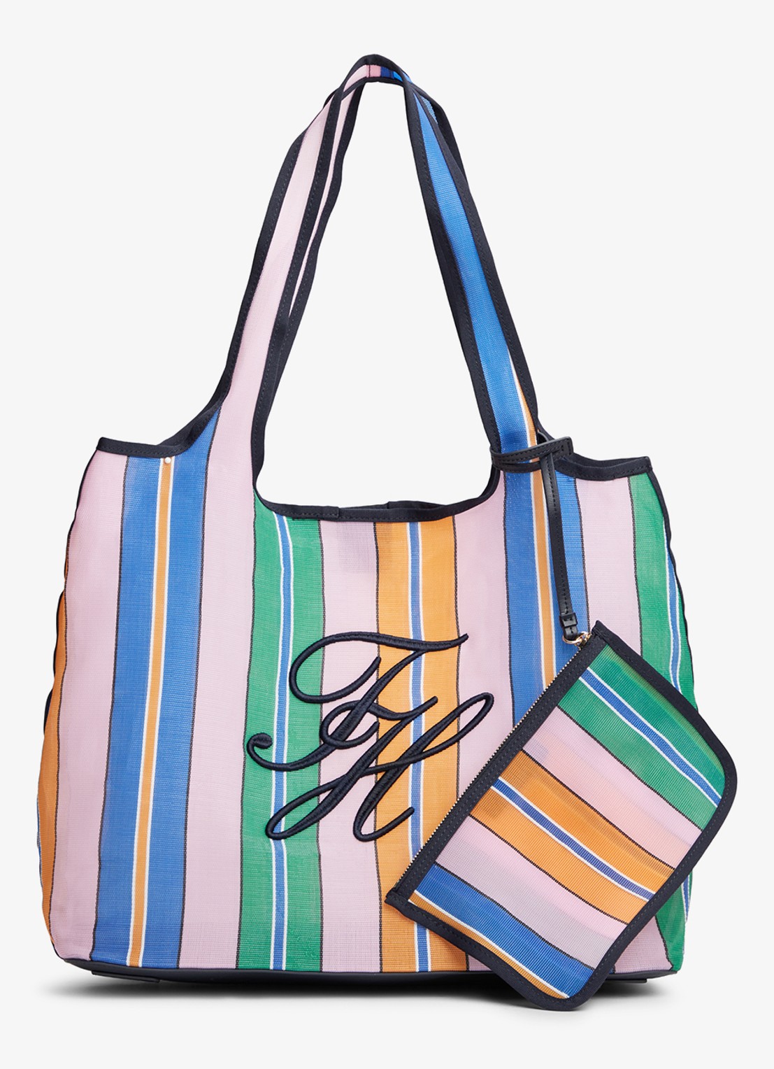 Tommy Hilfiger Strandtas met streepprint en logo - voorkant 4 multicolor