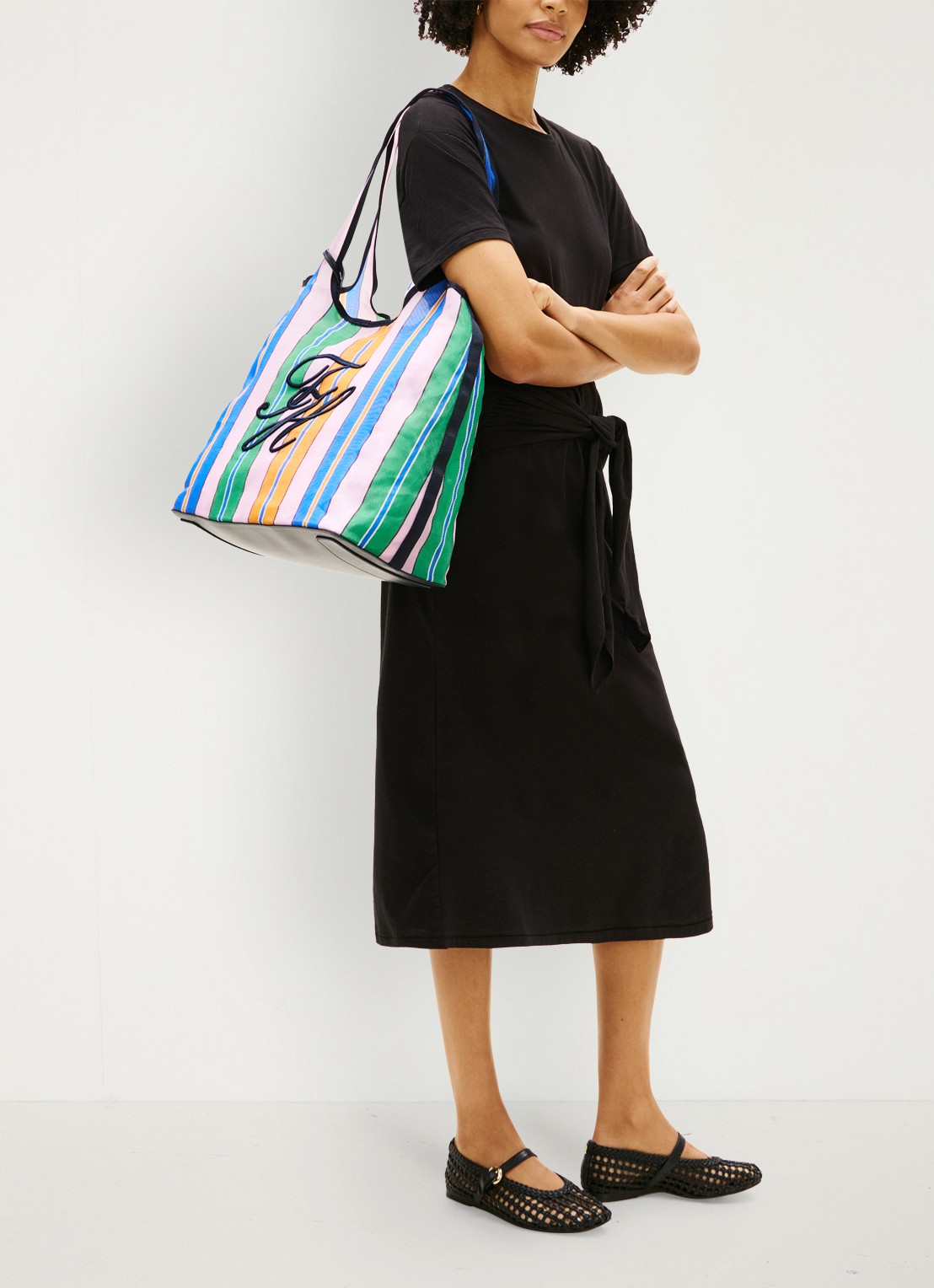 Tommy Hilfiger Strandtas met streepprint en logo - voorkant 5 multicolor
