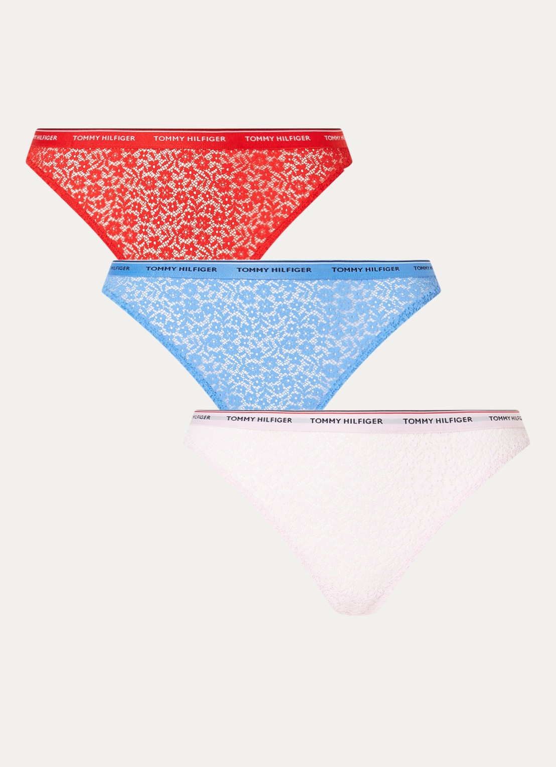 Tommy Hilfiger String van kant in 3-pack - voorkant 2 lichtroze