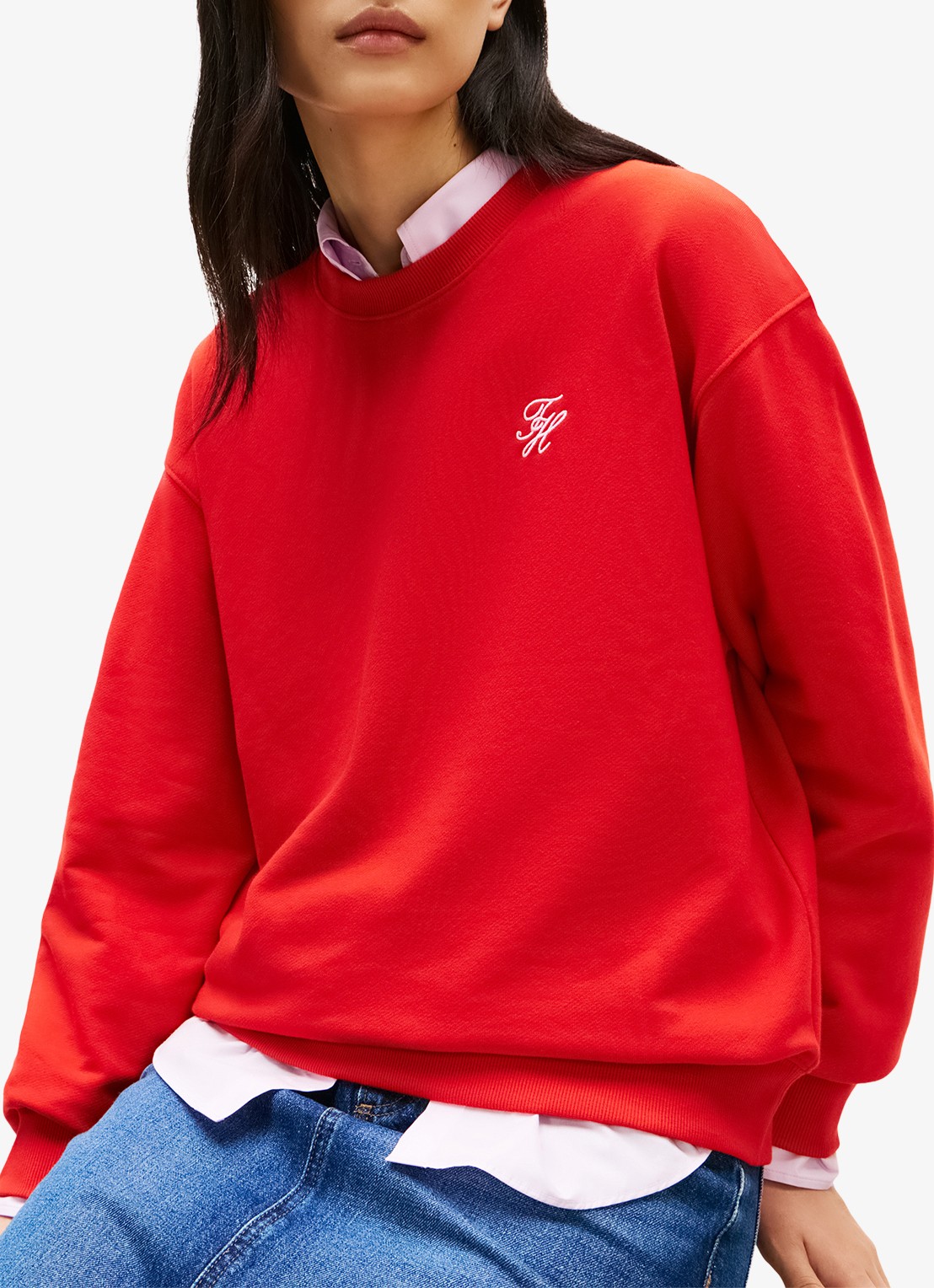 Tommy Hilfiger Sweater in katoenblend - detail 5 rood
