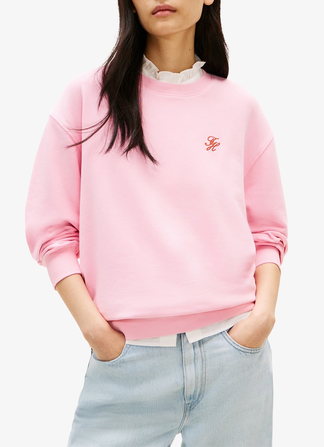 Tommy Hilfiger Sweater in katoenblend - detail 4 roze