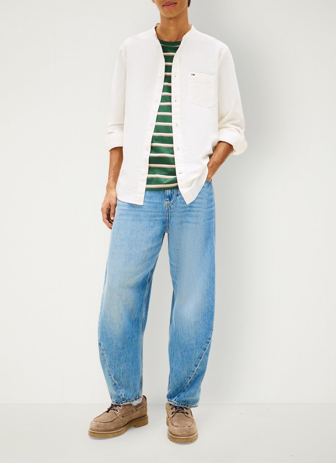 Tommy Hilfiger Sweater in katoenblend - voorkant 2 gebroken wit