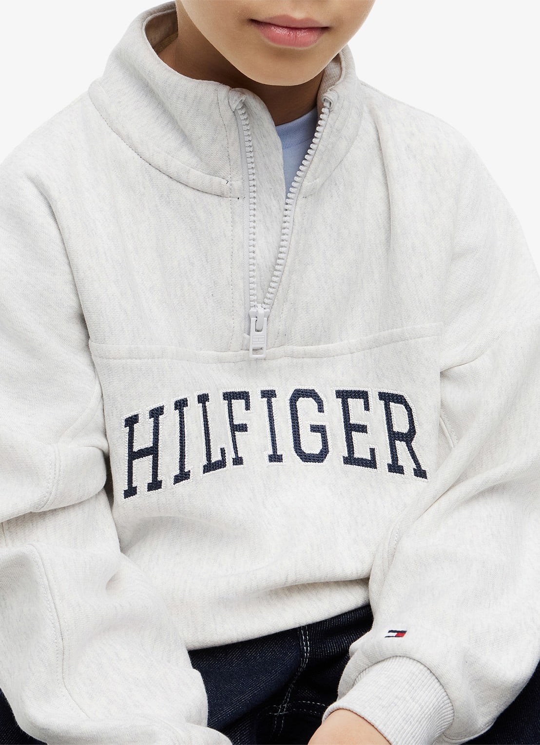 Tommy Hilfiger Sweater in katoenblend - detail 5 grijsmele