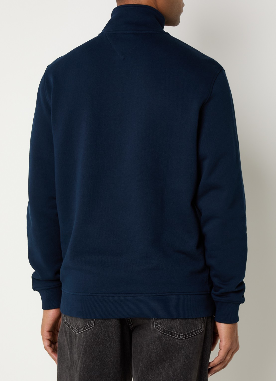 Tommy Hilfiger Sweater met halve rits en logo - achterkant 4 donkerblauw