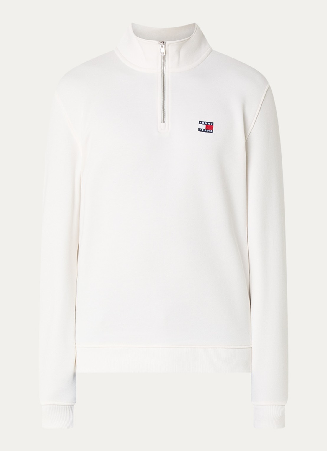 Tommy Hilfiger Sweater met halve rits en logo - voorkant 3 wit