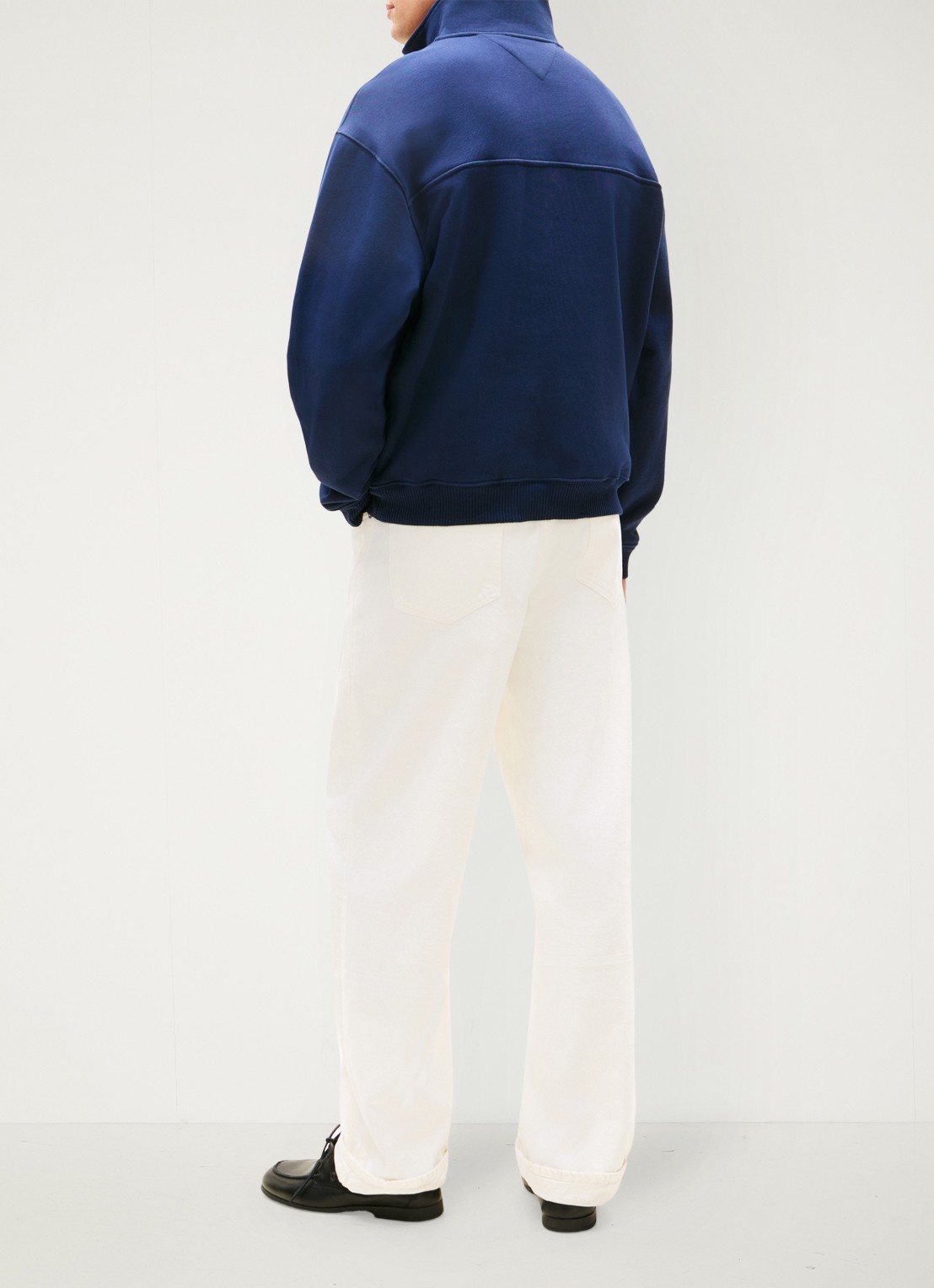 Tommy Hilfiger Sweater met halve rits en logoborduring - achterkant 5 donkerblauw