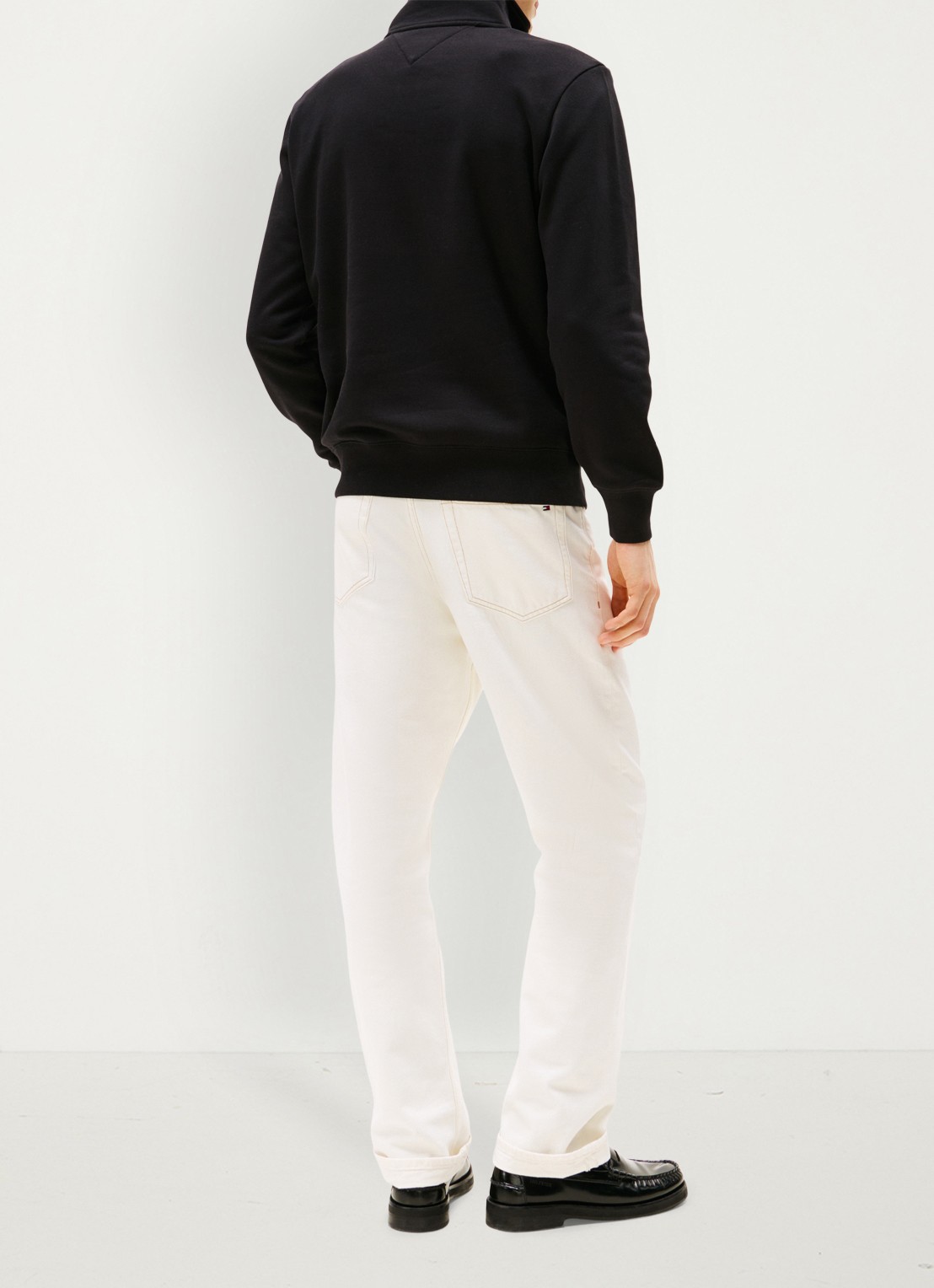 Tommy Hilfiger Sweater met halve rits en logoborduring - achterkant 5 zwart