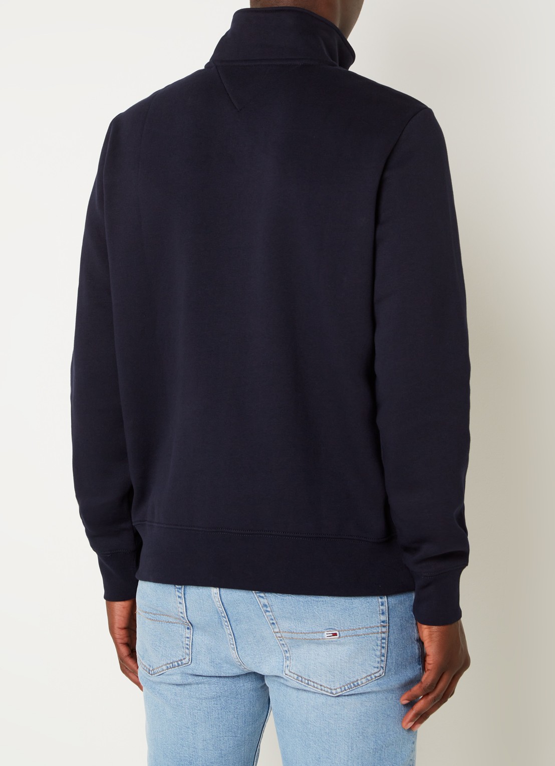 Tommy Hilfiger Sweater met halve rits en logoborduring - achterkant 2 lichtblauw