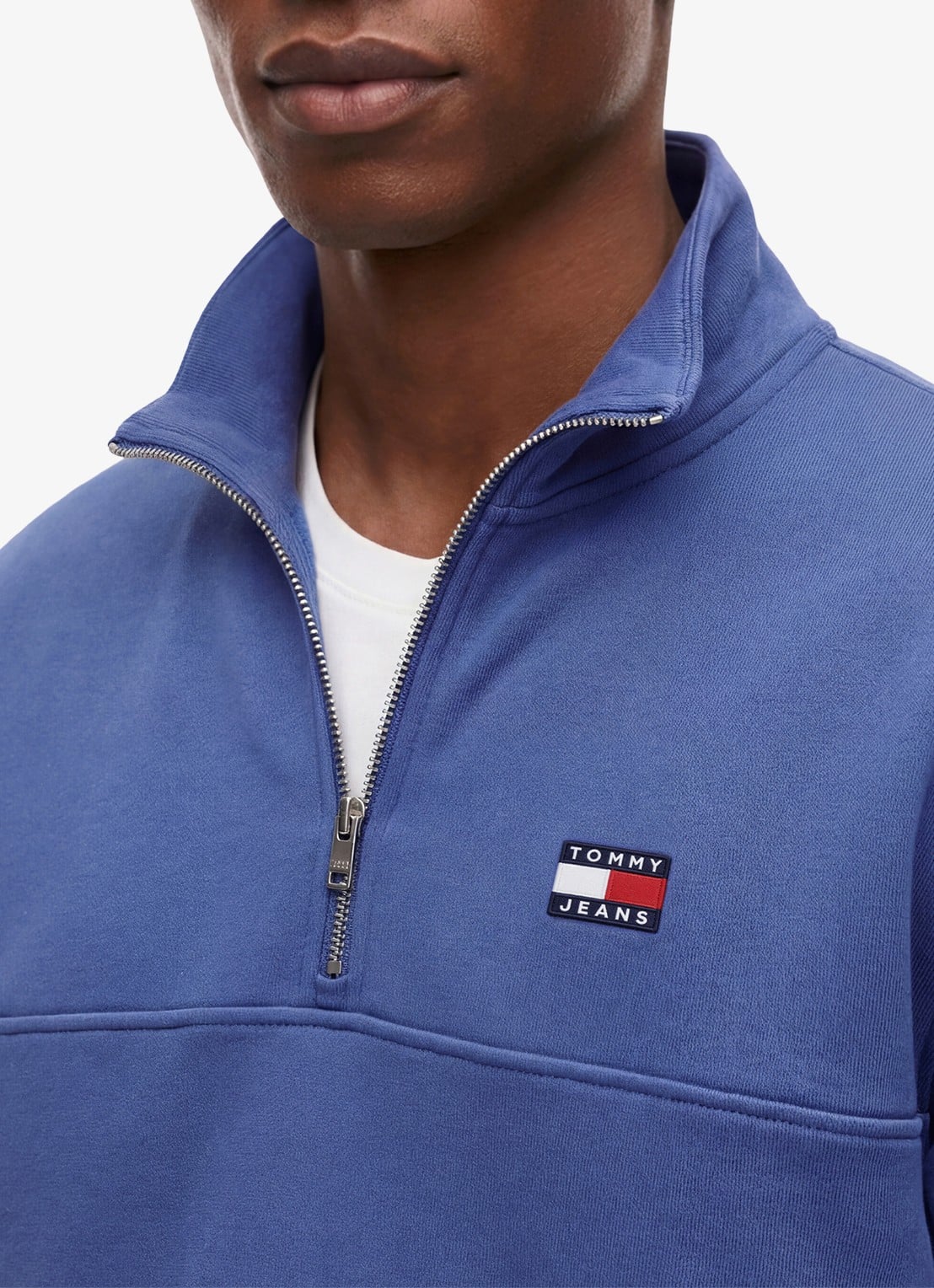 Tommy Hilfiger Sweater met halve rits - detail 5 blauw