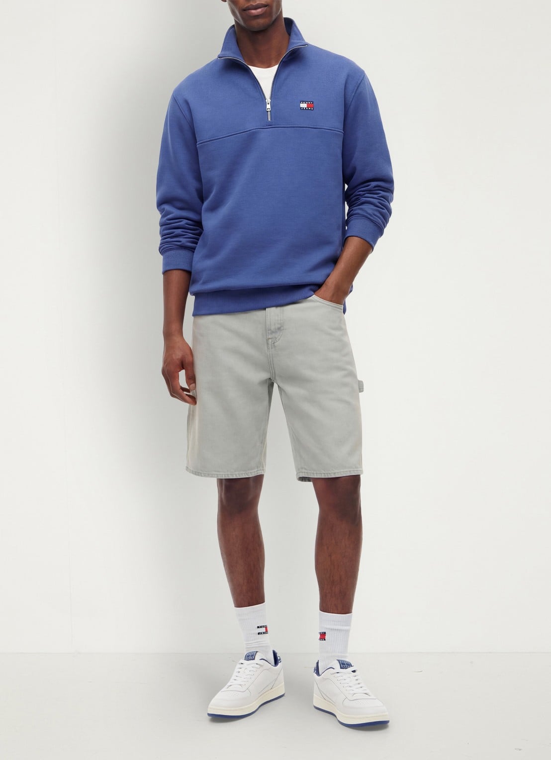 Tommy Hilfiger Sweater met halve rits - voorkant 2 blauw