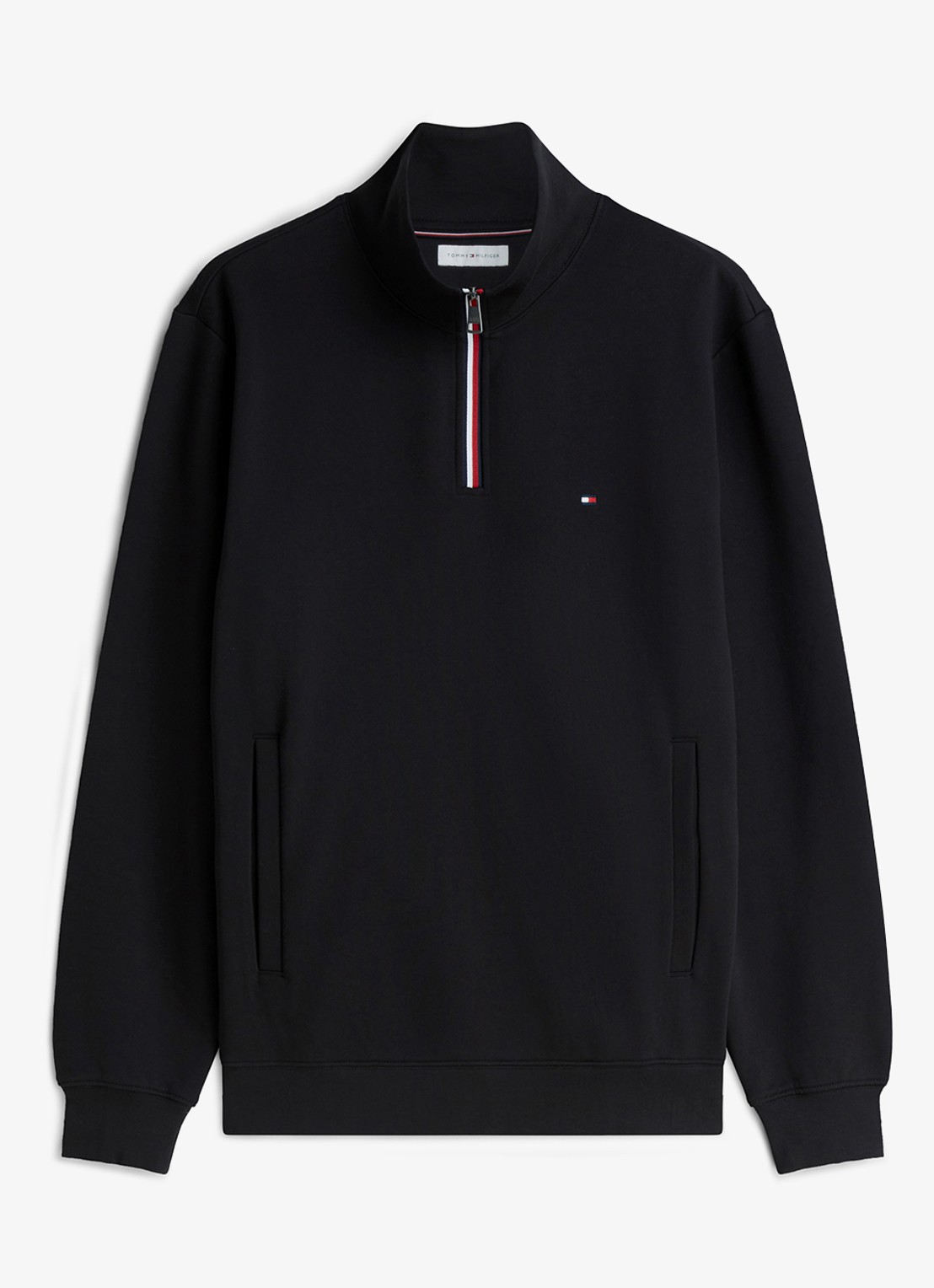 Tommy Hilfiger Sweater met halve rits - voorkant 4 zwart