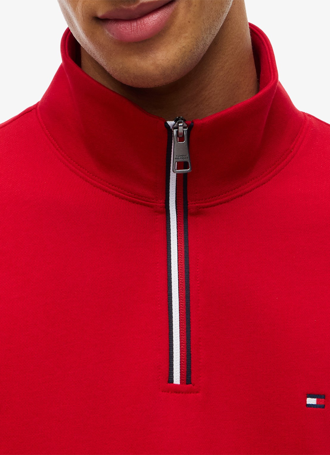 Tommy Hilfiger Sweater met halve rits - detail 2 rood