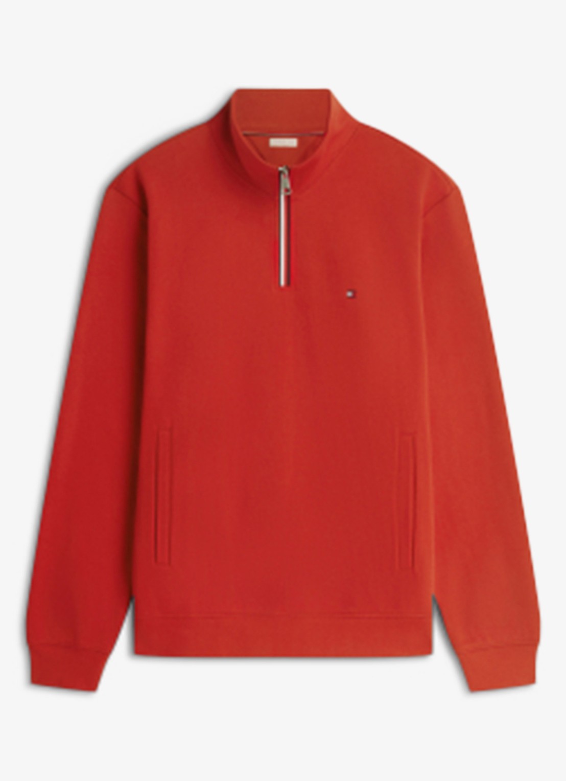 Tommy Hilfiger Sweater met halve rits - voorkant 4 rood