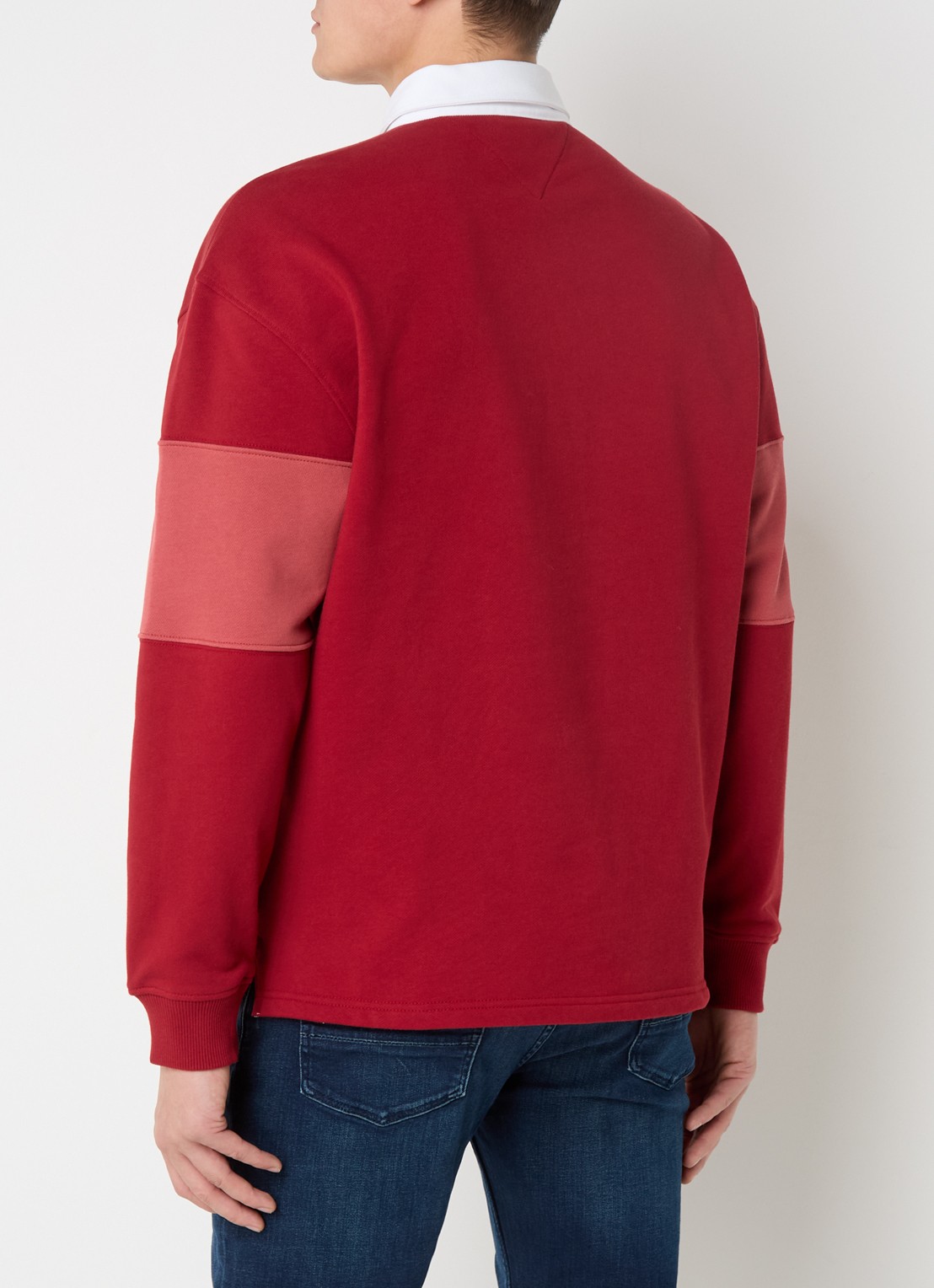 Tommy Hilfiger Sweater met kraag en logoborduring - achterkant 3 donkerrood
