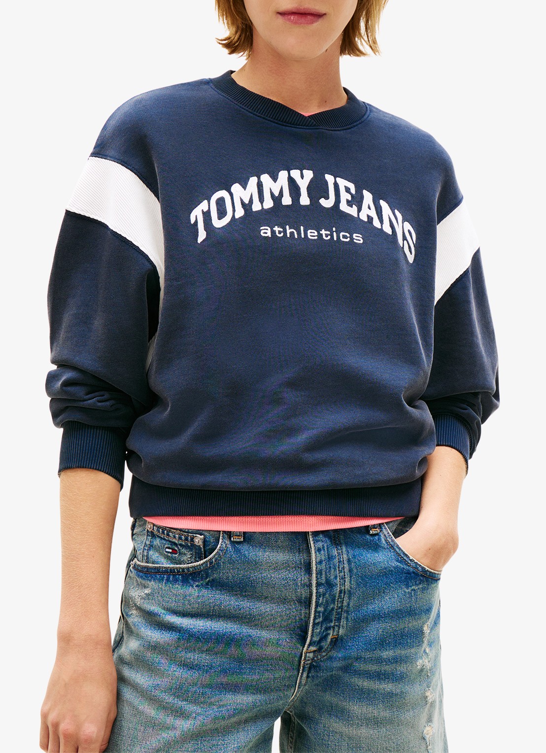 Tommy Hilfiger Sweater met logo - detail 4 donkerblauw