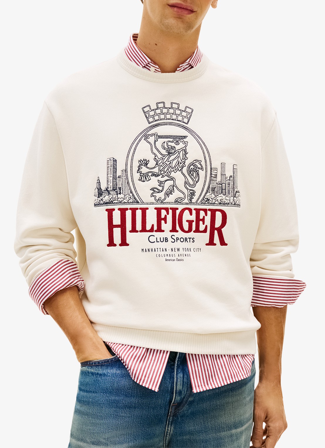 Tommy Hilfiger Sweater met logo - detail 3 gebroken wit