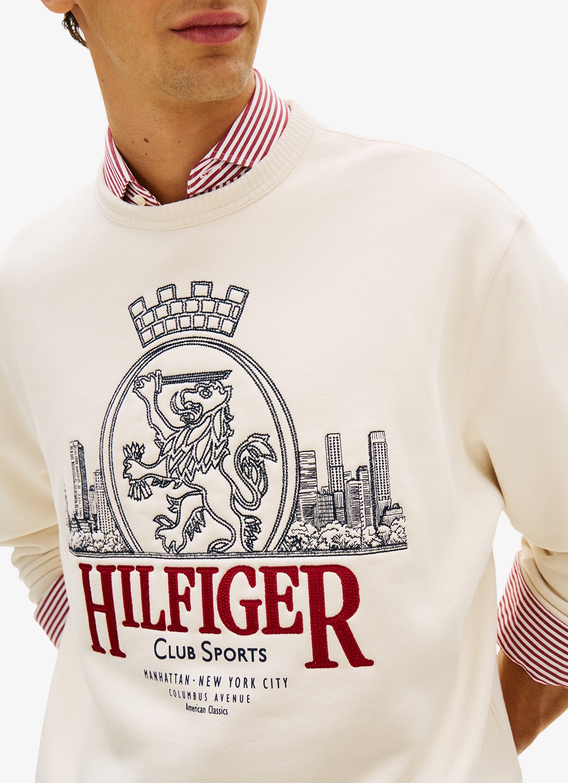 Tommy Hilfiger Sweater met logo - detail 4 gebroken wit