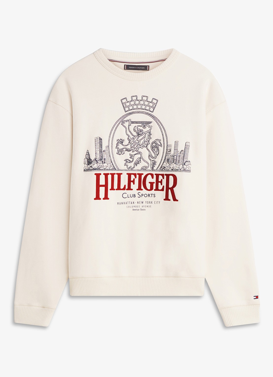 Tommy Hilfiger Sweater met logo - voorkant gebroken wit