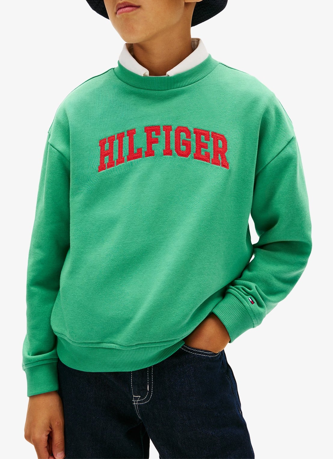 Tommy Hilfiger Sweater met logo - detail 4 groen