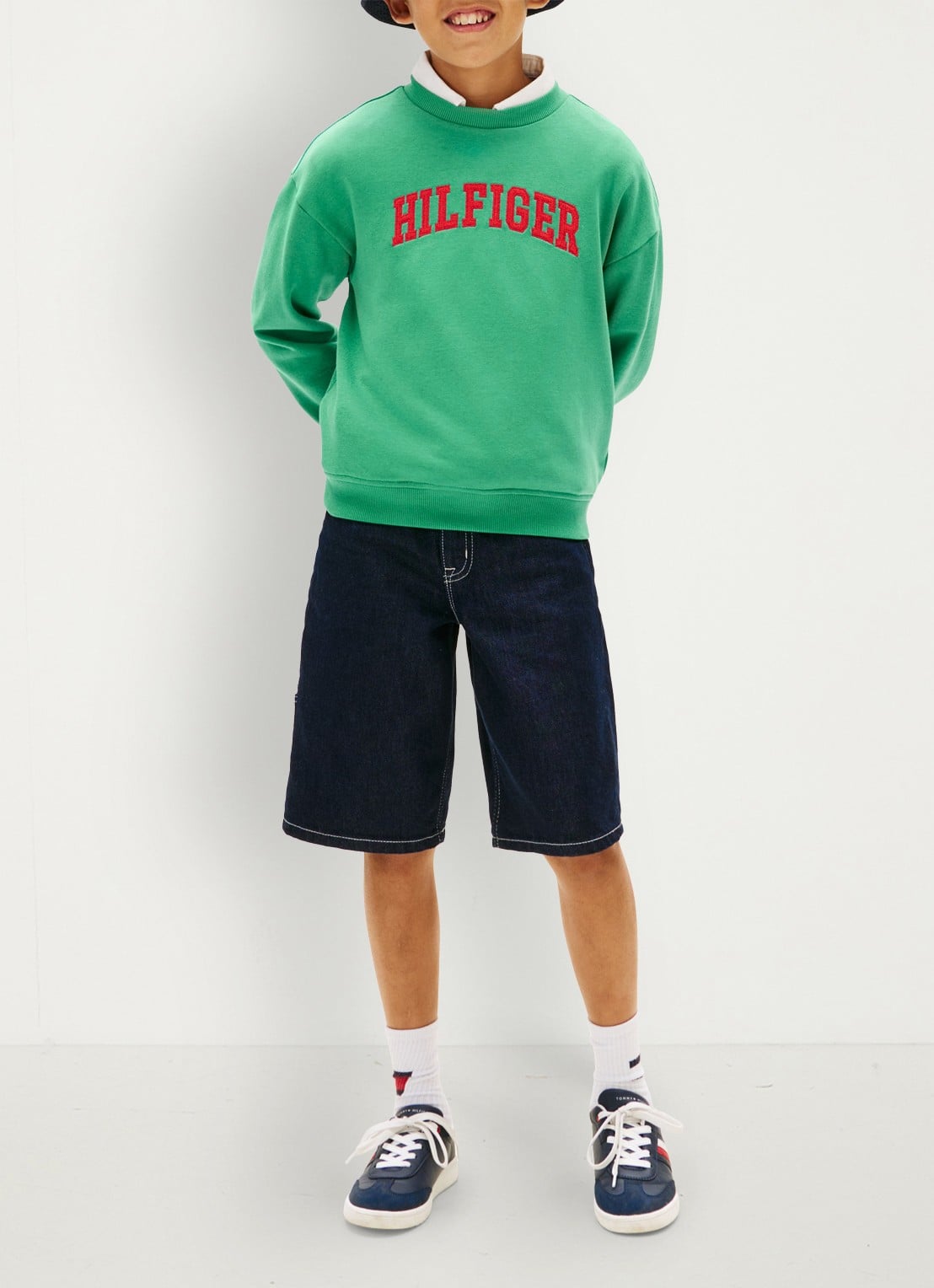 Tommy Hilfiger Sweater met logo - voorkant 2 groen