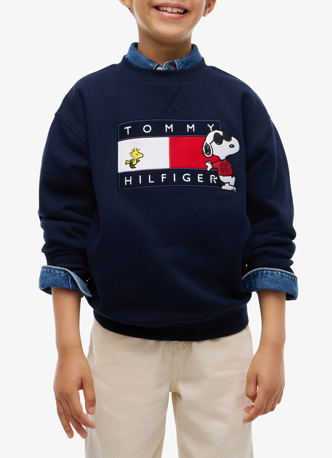 Tommy Hilfiger Sweater met logo - detail 3 donkerblauw
