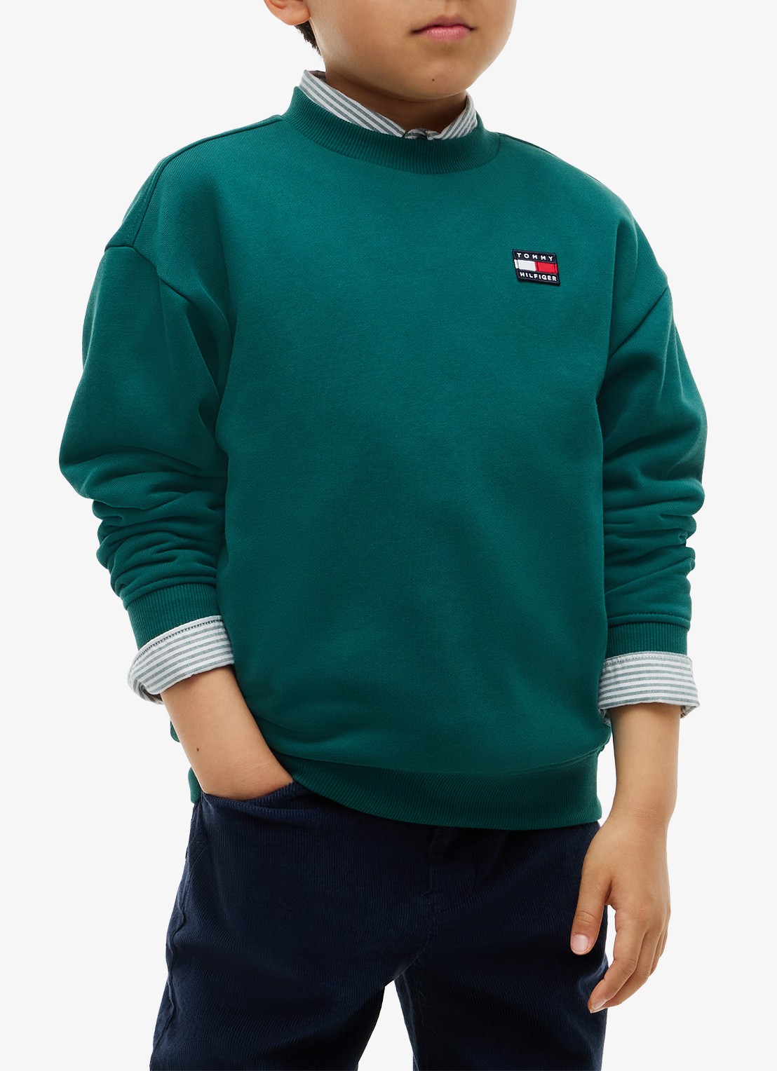 Tommy Hilfiger Sweater met logo  - detail 2 groen