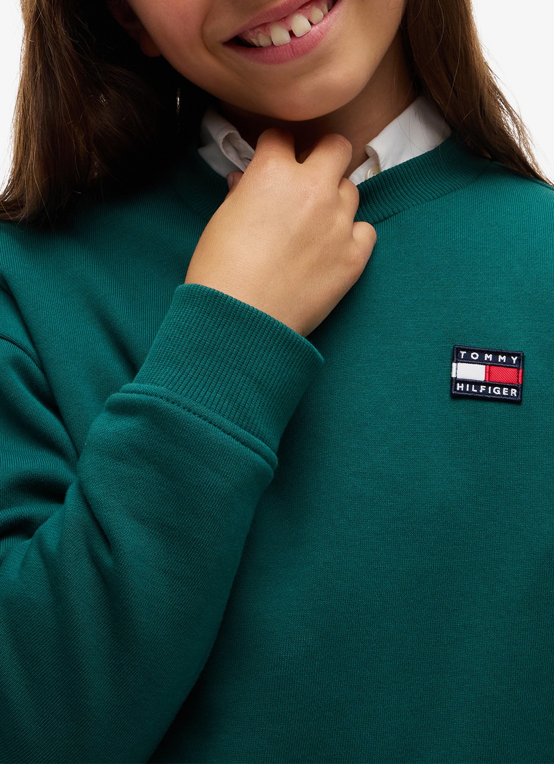 Tommy Hilfiger Sweater met logo  - detail 4 groen