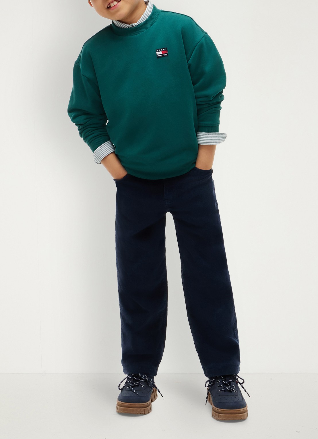 Tommy Hilfiger Sweater met logo  - voorkant 6 groen