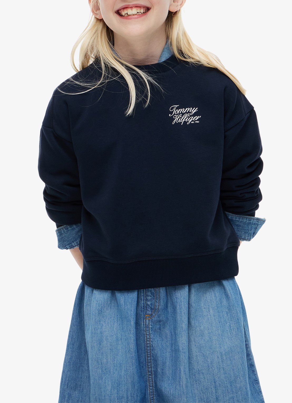 Tommy Hilfiger Sweater met logo - detail 3 donkerblauw