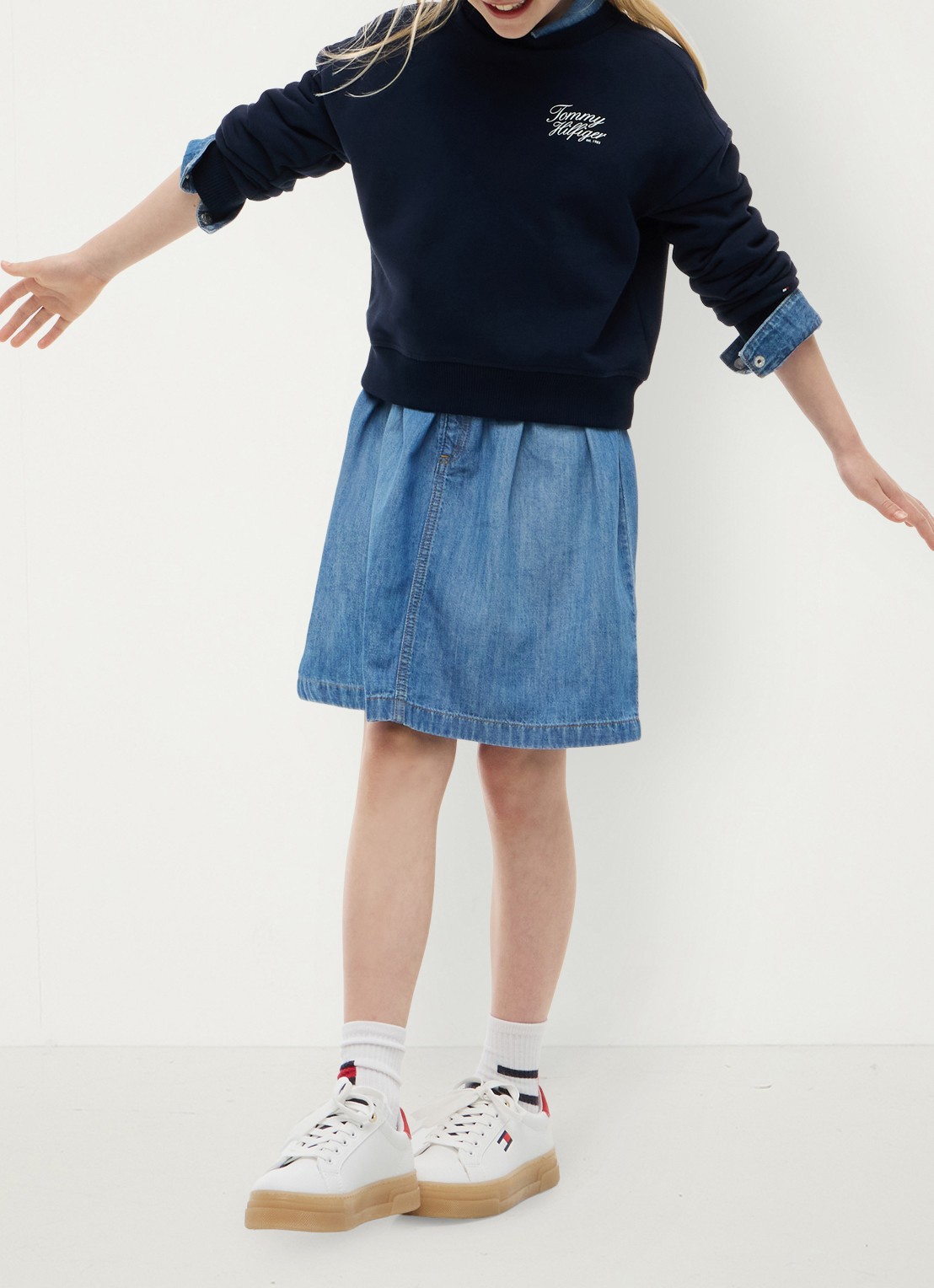 Tommy Hilfiger Sweater met logo - voorkant 8 donkerblauw