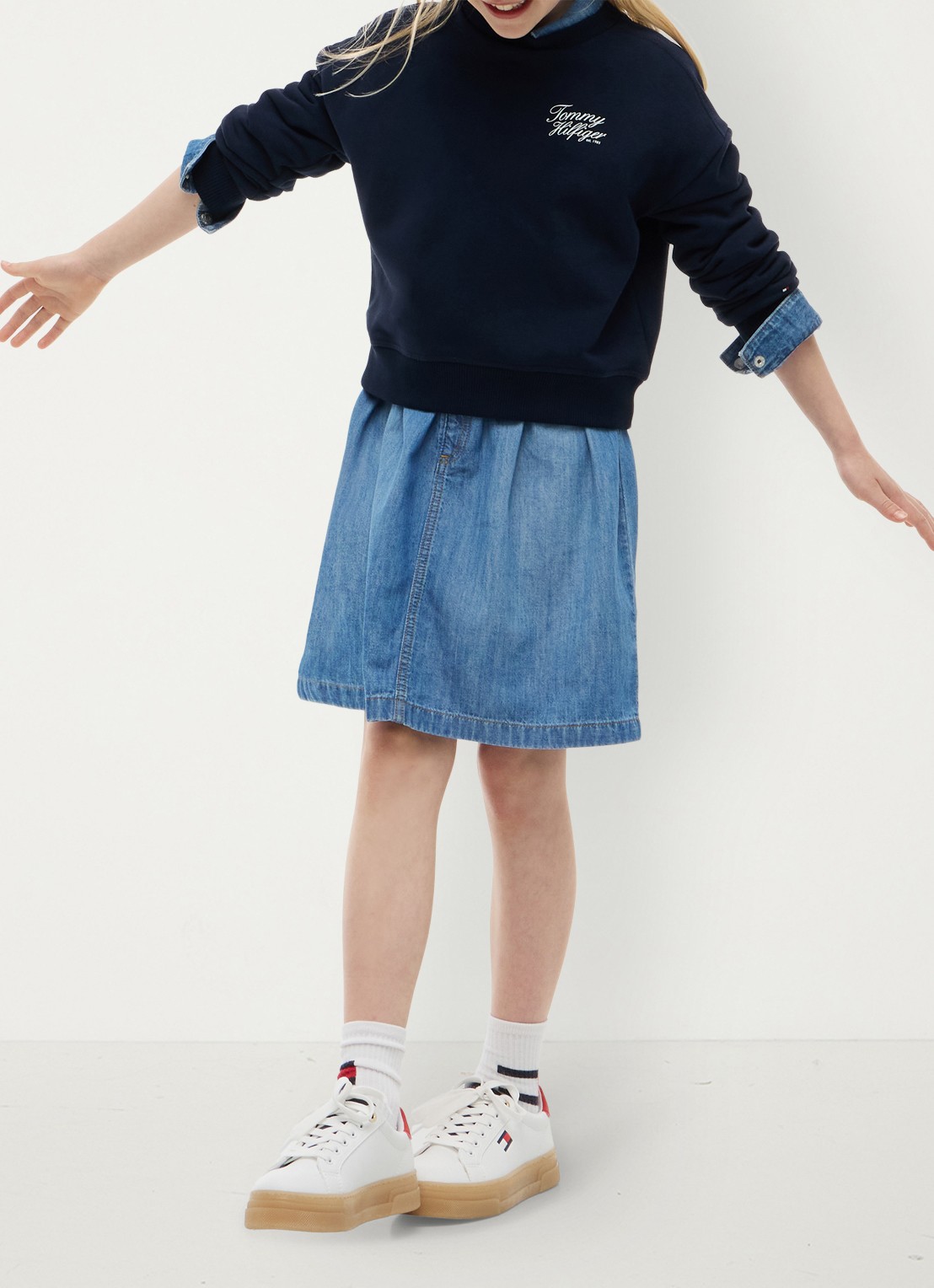 Tommy Hilfiger Sweater met logo - voorkant 2 donkerblauw