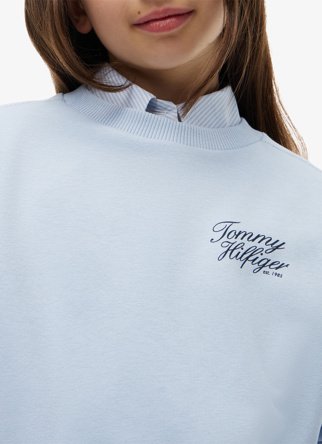 Tommy Hilfiger Sweater met logo - detail 3 lichtblauw