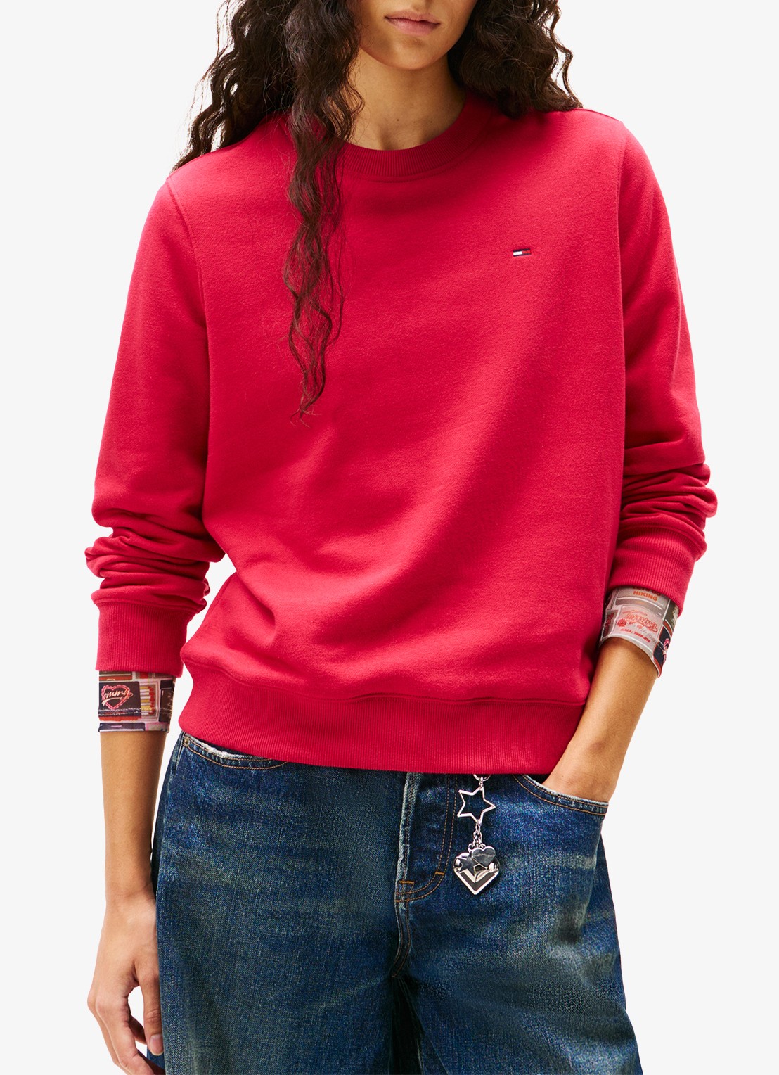 Tommy Hilfiger Sweater met logoborduring - detail cranberryrood