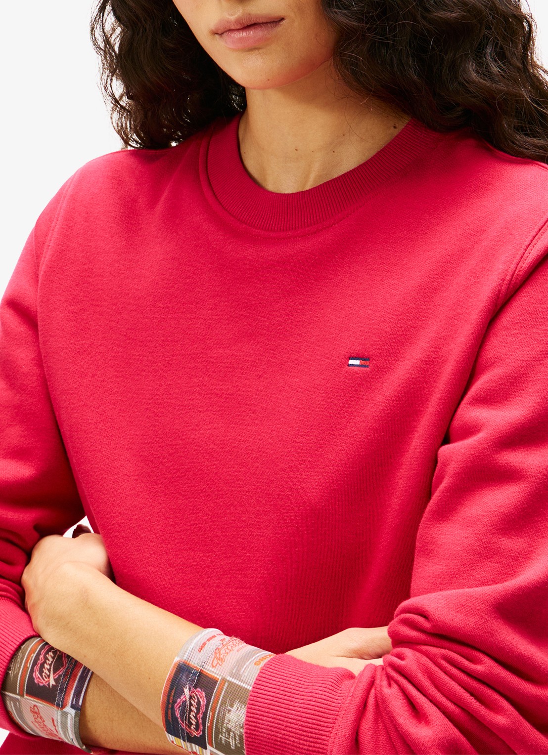 Tommy Hilfiger Sweater met logoborduring - detail 2 cranberryrood