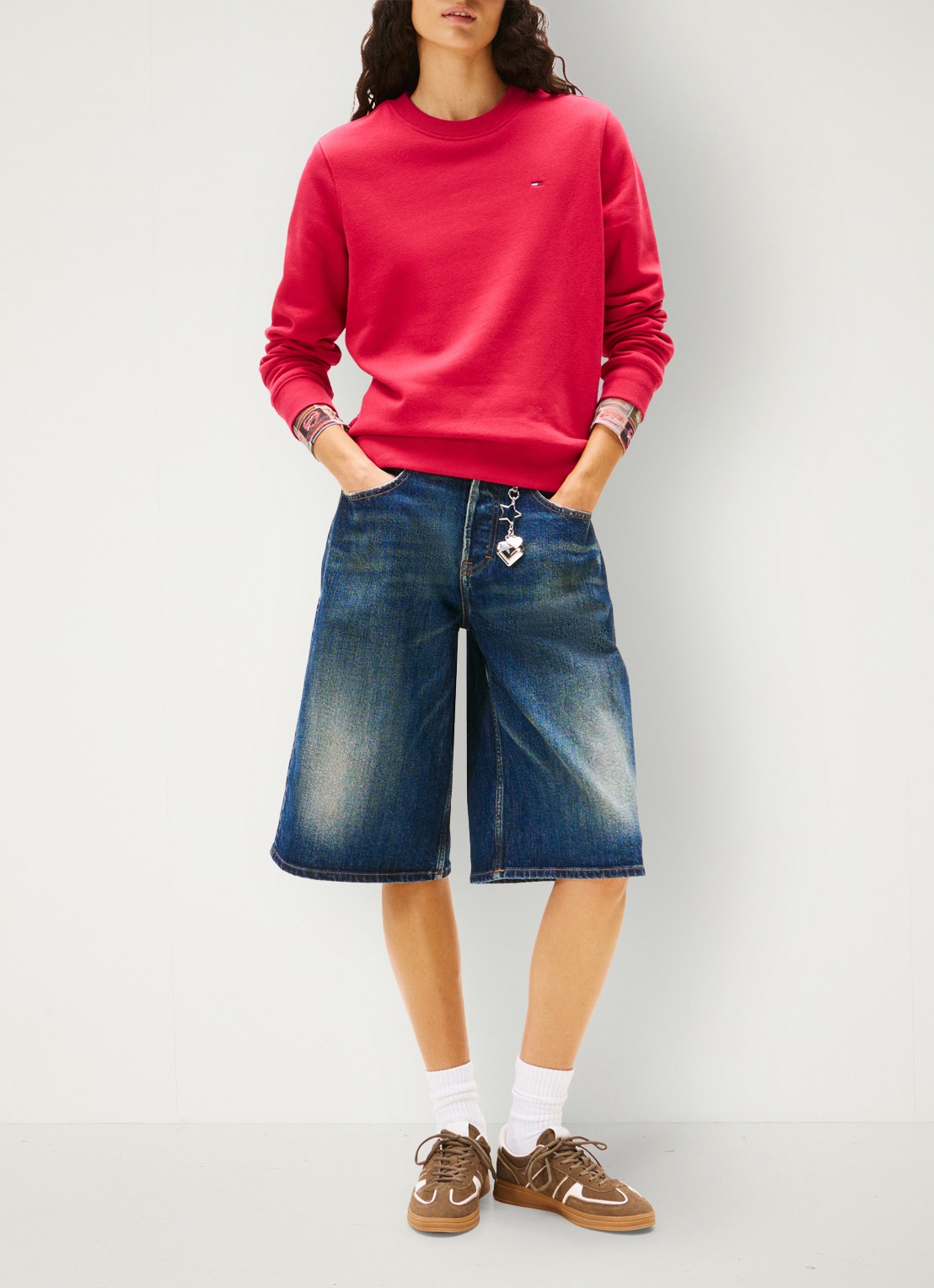 Tommy Hilfiger Sweater met logoborduring - voorkant 5 cranberryrood