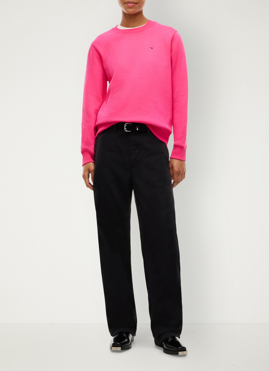 Tommy Hilfiger Sweater met logoborduring - voorkant 2 bright cerise pink-t1k
