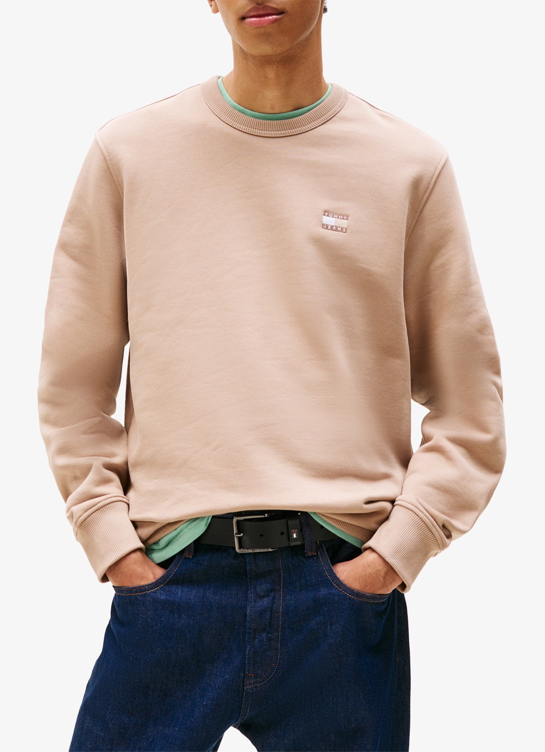 Tommy Hilfiger Sweater met logoborduring - detail 3 beige