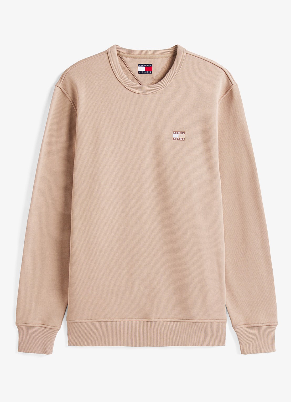 Tommy Hilfiger Sweater met logoborduring - voorkant beige